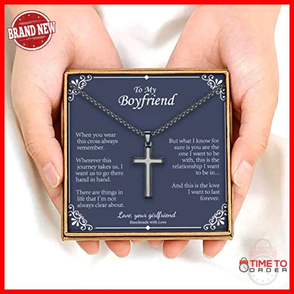 Stainless Steel Cross Necklace for Men, 20 Inch Box Chain, Religious Gift - Picture 5 of 7